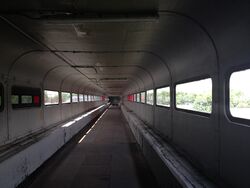 Grotty covered footbridge.