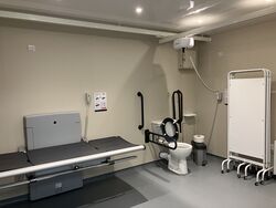 Inside a toilet cubicle.